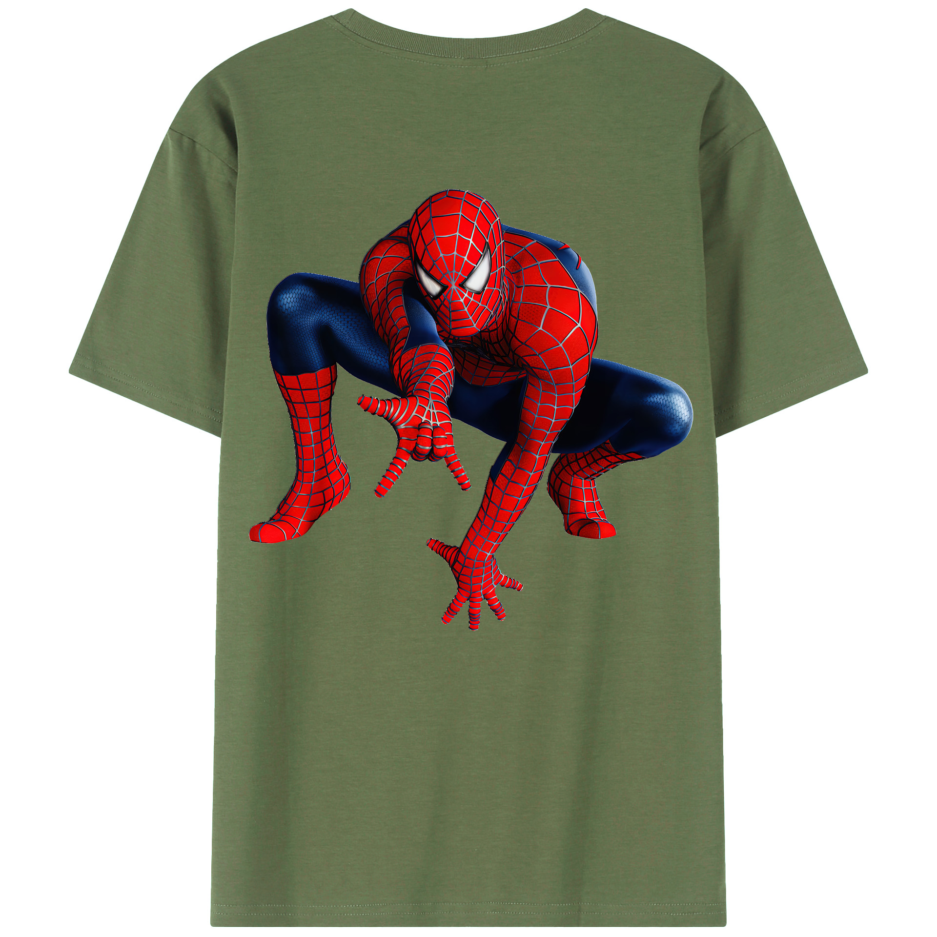 （画像用） Spider Man スパイダーマン 綿100％ メンズ半袖Tシャツ（バックプリント） 通気性